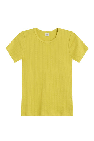 Pointelle Slim Fit Tee in Chartreuse