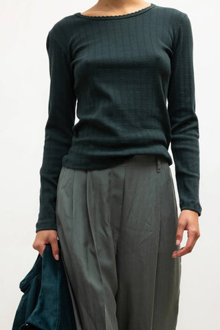 Pointelle Slim Fit Long Sleeve in Forest