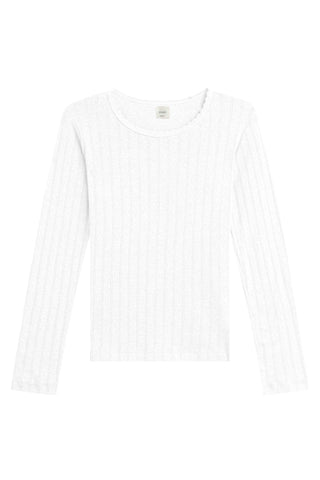 Pointelle Slim Fit Long Sleeve in White
