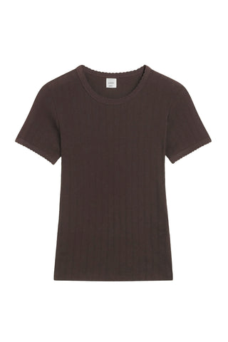 Pointelle Slim Fit Tee in Choco