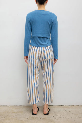 Yoshi Stripe Crop Drawstring Pant in Parchment