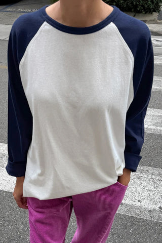 Heavy Cotton Raglan Tee in White/Midnight