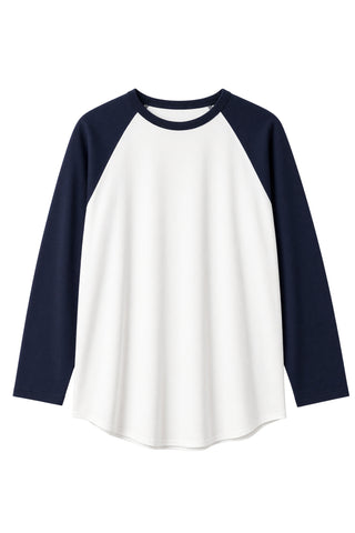 Heavy Cotton Raglan Tee in White/Midnight
