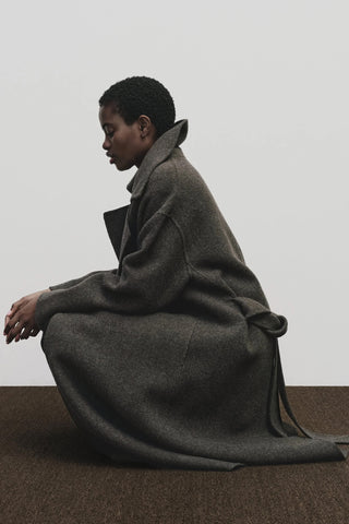 Belted Wool Coat in Brown
