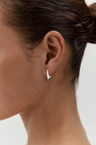 Saucer Mini Hoops in Silver