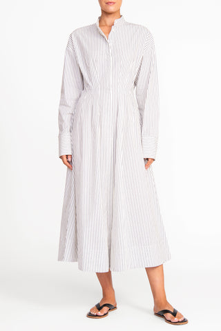 Midi Lorenza Dress in Ivory Stripe