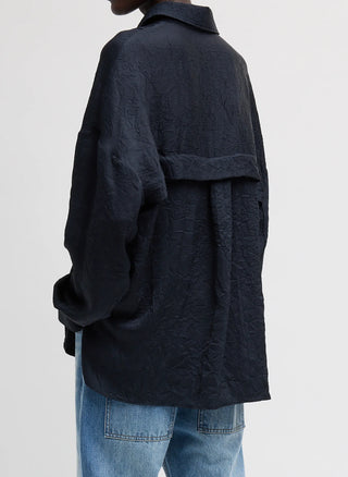Crinkle Oversized Shirt in Midnight Navy