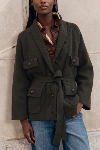 Commander Riding Cardigan in Army