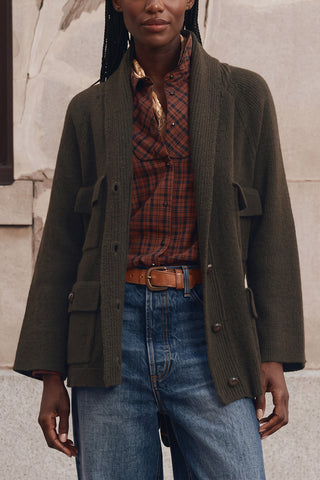 Commander Riding Cardigan in Army