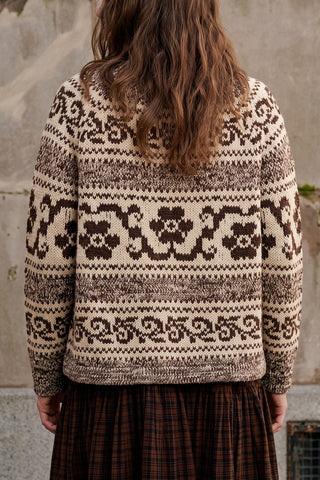 Nordic Flower Lodge Cardigan in Marled Chestnut