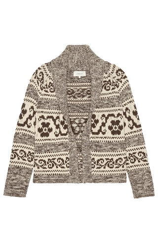 Nordic Flower Lodge Cardigan in Marled Chestnut