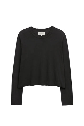 Long Sleeve Crop Tee in Washed Black