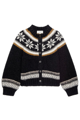 Snowflake Ice Rink Cardigan in Black
