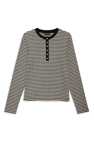 Alessia Long Sleeve in Cream and Black Stripe