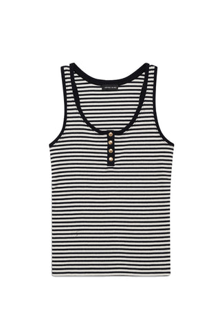 Alessia Tank in Cream and Black Stripe