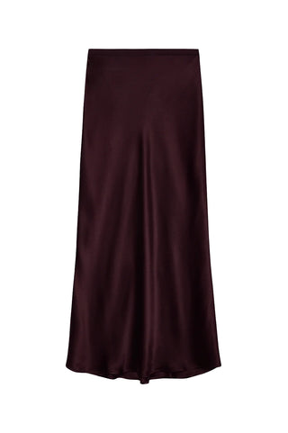 Bar Silk Skirt in Bordeaux