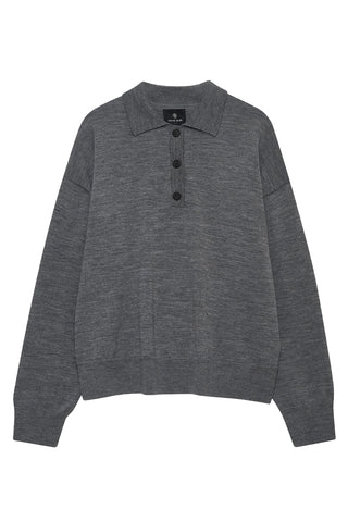 Lee Polo Sweater in Heather Grey