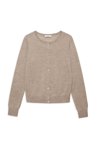 Moni Crop Cardigan in Stone Melange