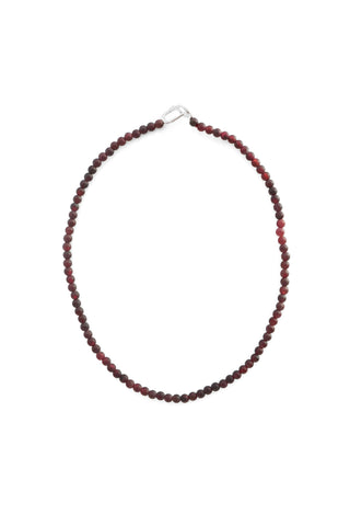 Beaded Collar Necklace in Silver/Garnet