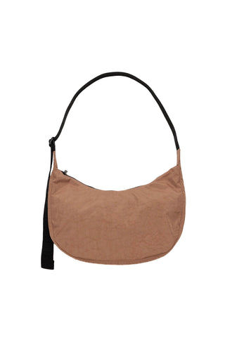 Medium Nylon Crescent Bag in Cocoa