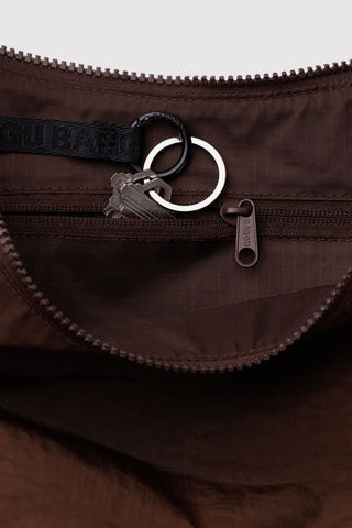 Medium Nylon Crescent Bag in Coffee