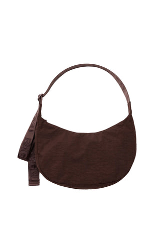 Medium Nylon Crescent Bag in Coffee