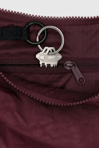 Medium Nylon Crescent Bag in Mahogany