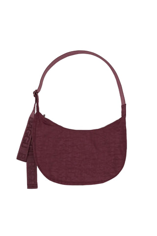 Medium Nylon Crescent Bag in Mahogany