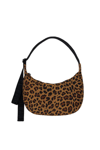Medium Nylon Crescent Bag in Leopard