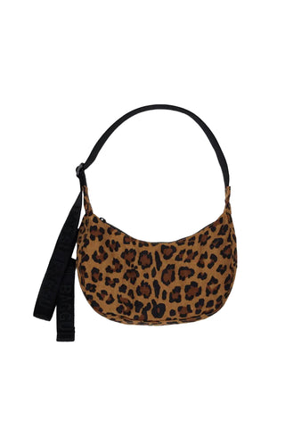 Small Nylon Crescent Bag in Leopard
