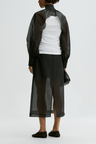 Canny Silk Organza Bolero Top in Black