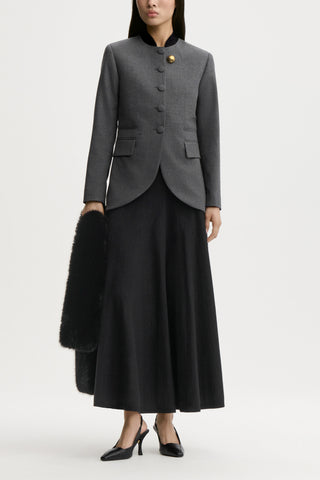 Claye Single Breasted Blazer in Dark Grey Melange