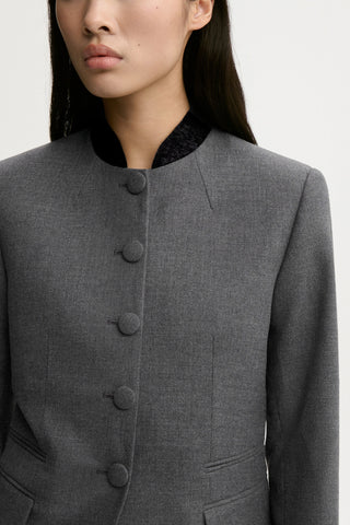 Claye Single Breasted Blazer in Dark Grey Melange