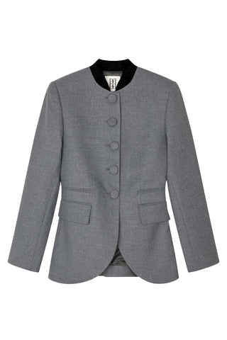 Claye Single Breasted Blazer in Dark Grey Melange