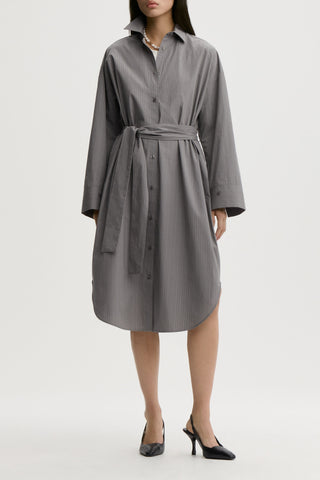 Derris Dress in Grey Stripe