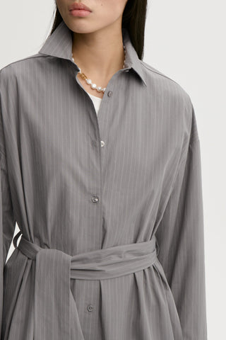 Derris Dress in Grey Stripe