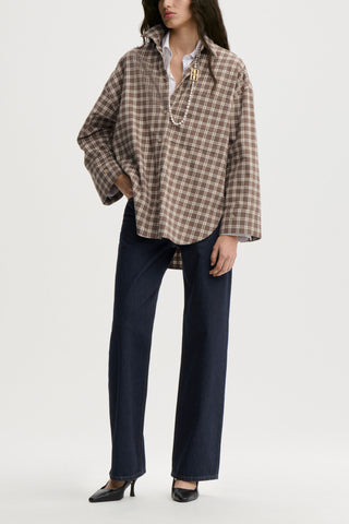 Derris Flannel Organic Cotton Shirt in Fosil