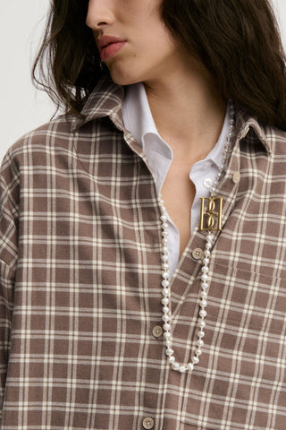 Derris Flannel Organic Cotton Shirt in Fosil