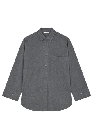 Derris Flannel Organic Cotton Shirt in Grey Melange