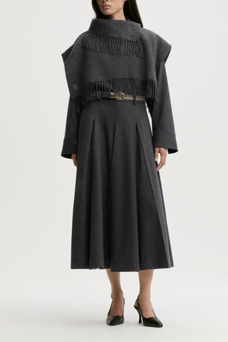 Turtla Wool Fringe Bib in Dark Grey Melange
