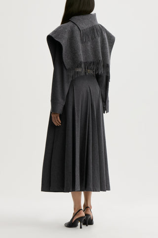 Turtla Wool Fringe Bib in Dark Grey Melange