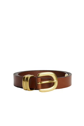 Zoilo Belt in Dark Brown with Gold