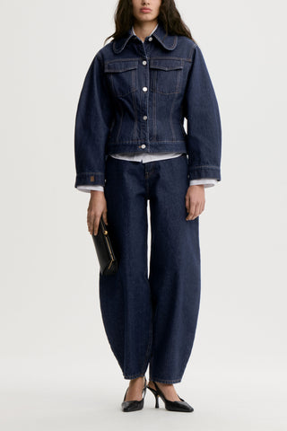 Villies Denim Jacket in Dark Blue Rinsed