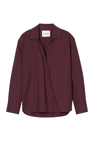 Asymmetrical Shirt in Dark Raisin Red