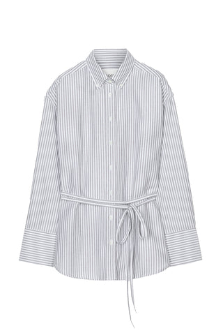 Belted Shirt in Cinder Brown