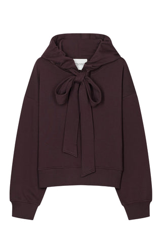 Bow Tie Hoodie in Cinder Brown