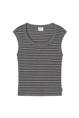 Cap Sleeve T-Shirt in Dark Grey Melange