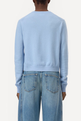 Crew Neck Cardigan in Powder Blue