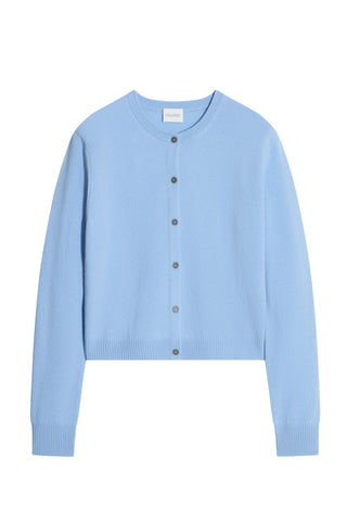 Crew Neck Cardigan in Powder Blue