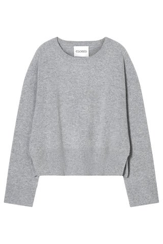 Crew Neck Wide Sleeve in Light Grey Melange